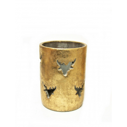 Lampion ceramiczny ażurowy złoty Jeleń 20cm